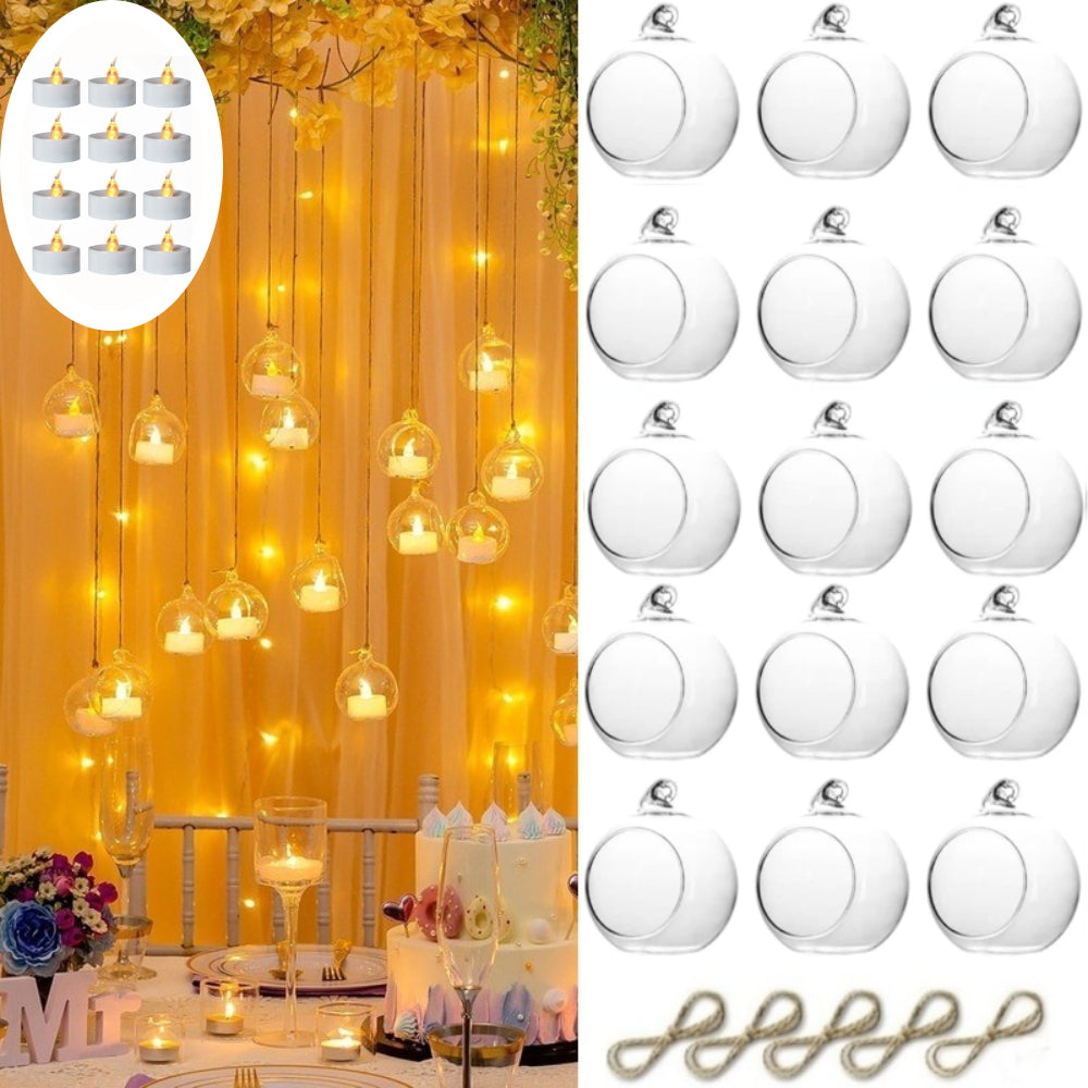 Glass Candle Holder Set